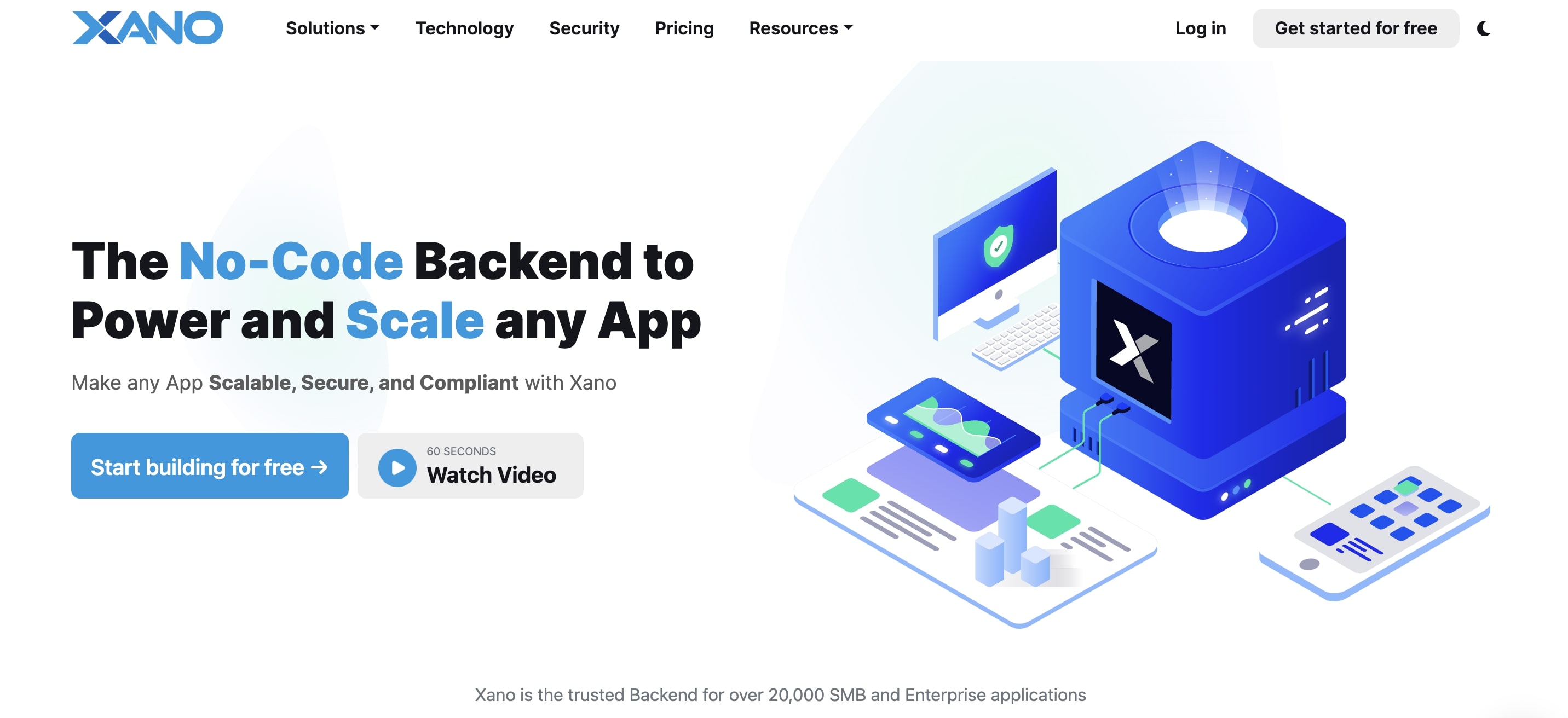 No code tool : Xano website home