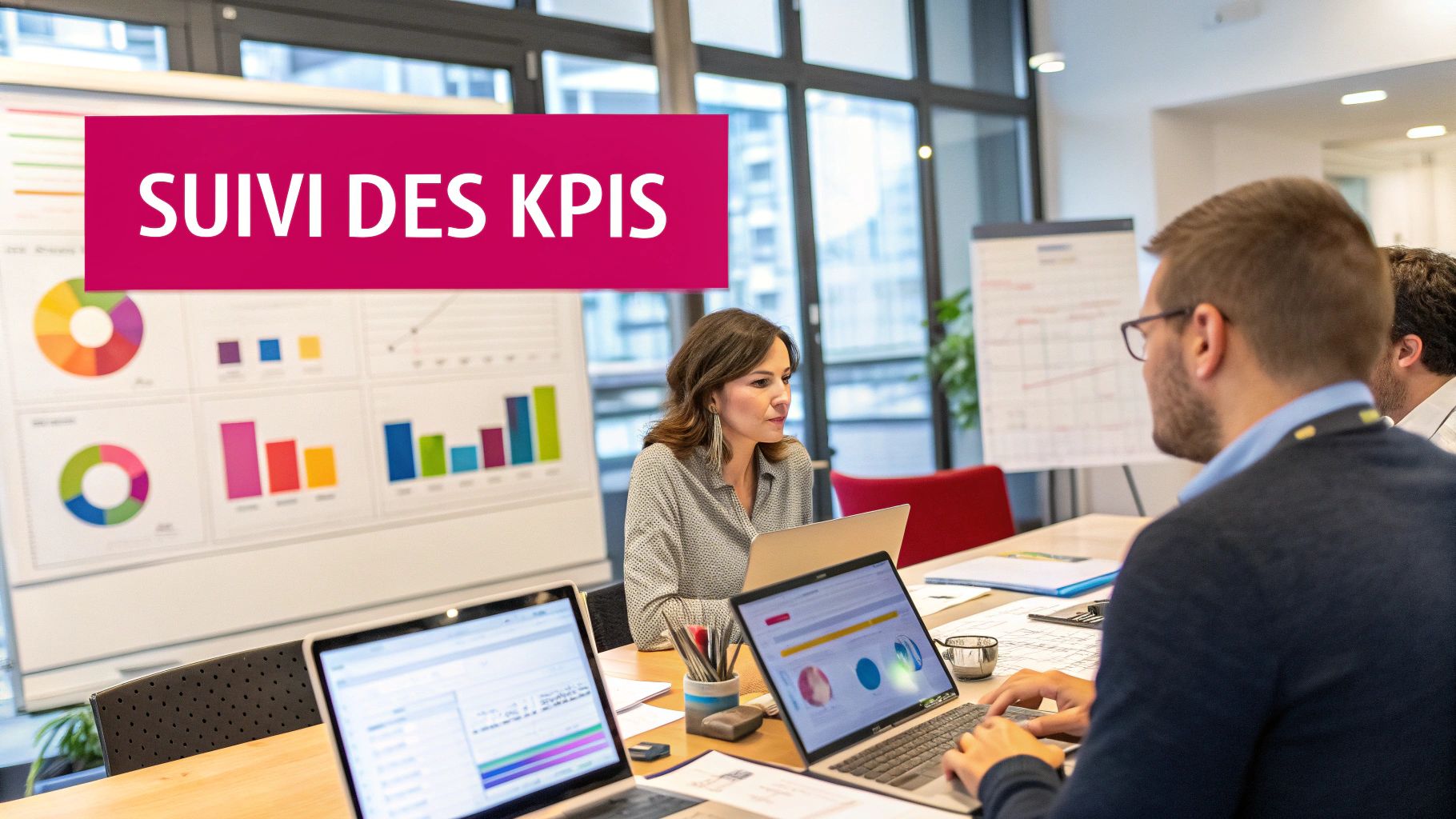 Manager faisant un point de suivi avec une nouvelle recrue dans un bureau lumineux