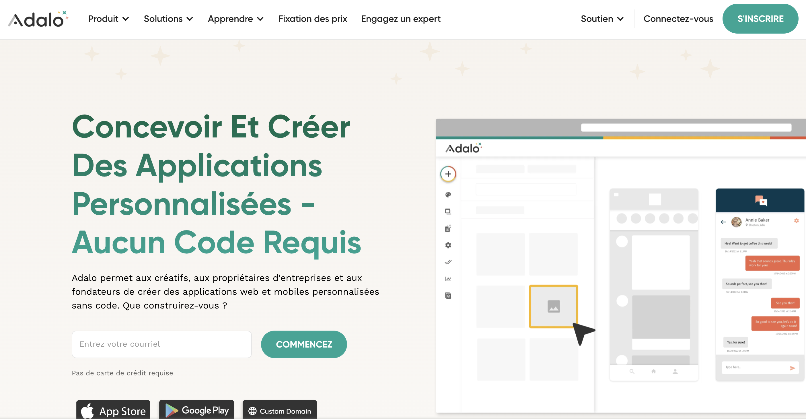 No code tool : Adalo website home