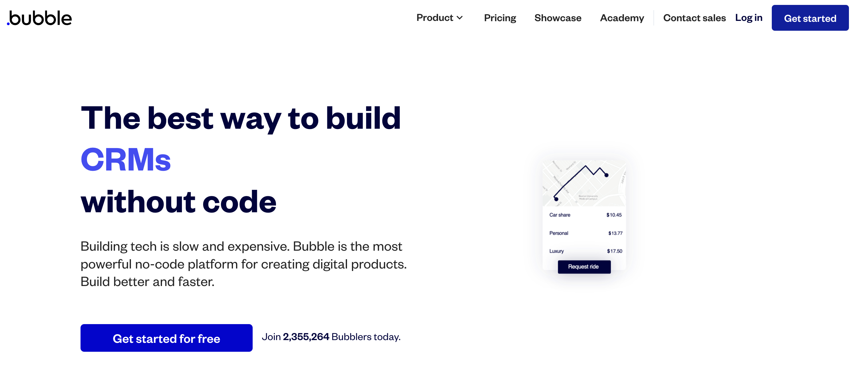 No code tool : Bubble website home
