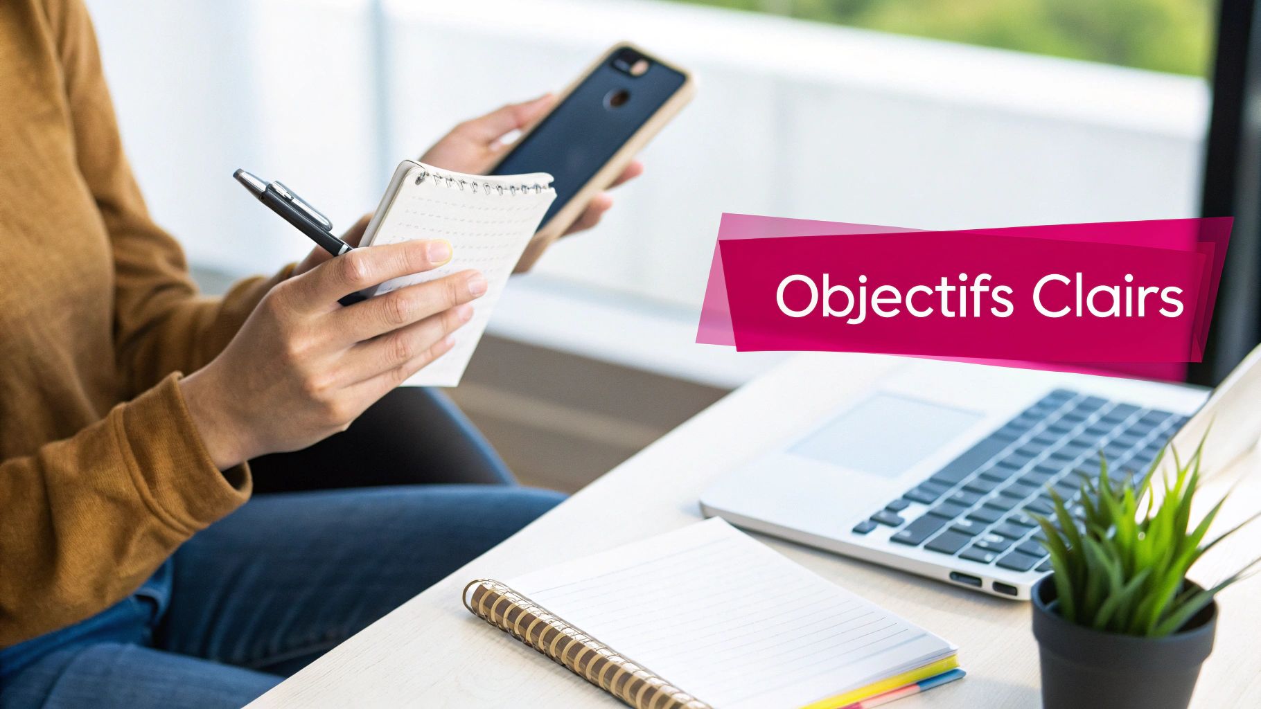 Illustration montrant des graphiques et des icônes d'objectifs sur un écran de téléphone