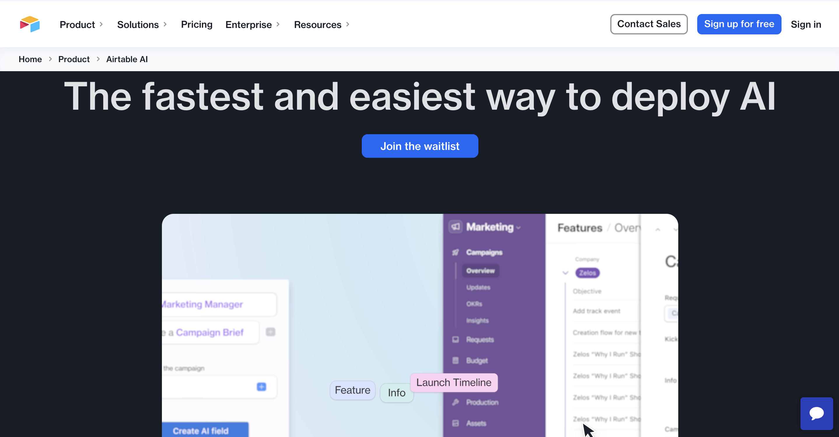 View of the different airtable features