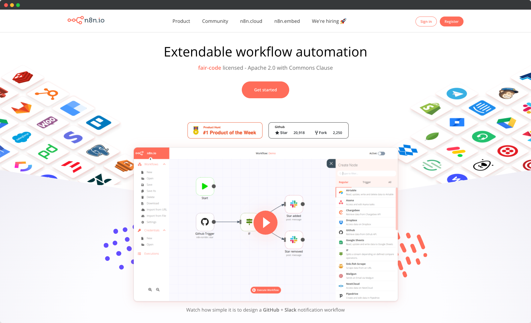 N8N home website : no code and open source