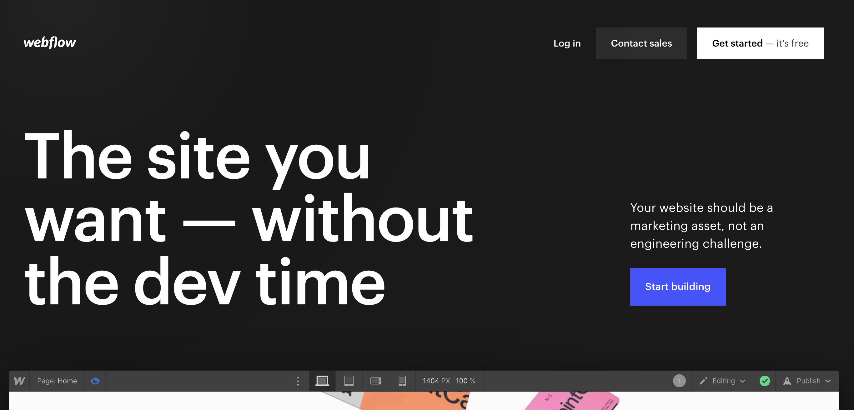 No code tool : Webflow website home