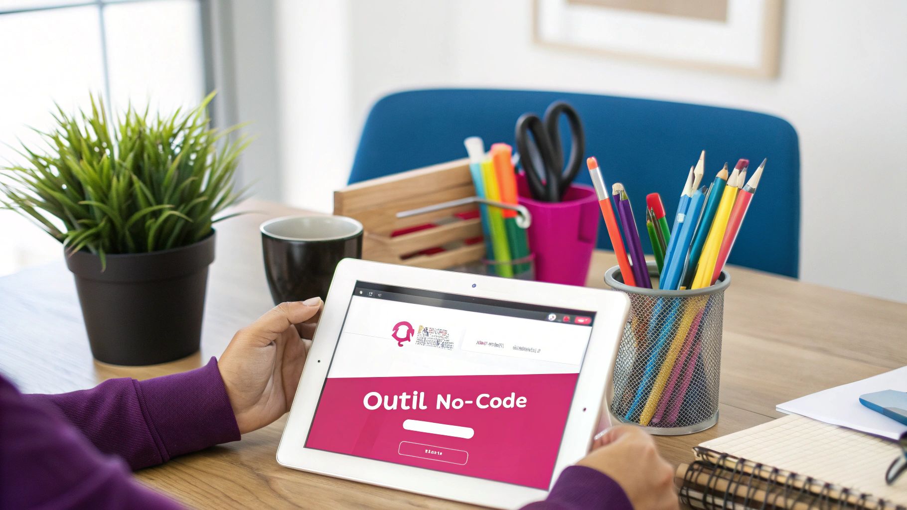 Une équipe RH discute du choix d'une plateforme no-code sur un tableau blanc