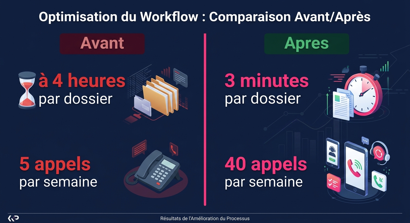 Avant/après automatisation de l'analyse d'appels d'offre : 3-4h par dossier vs 3 minutes