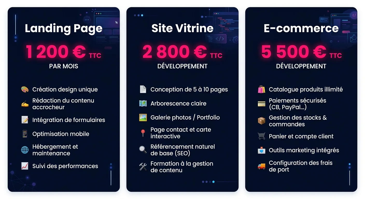 Budget total site Webflow selon le type de projet