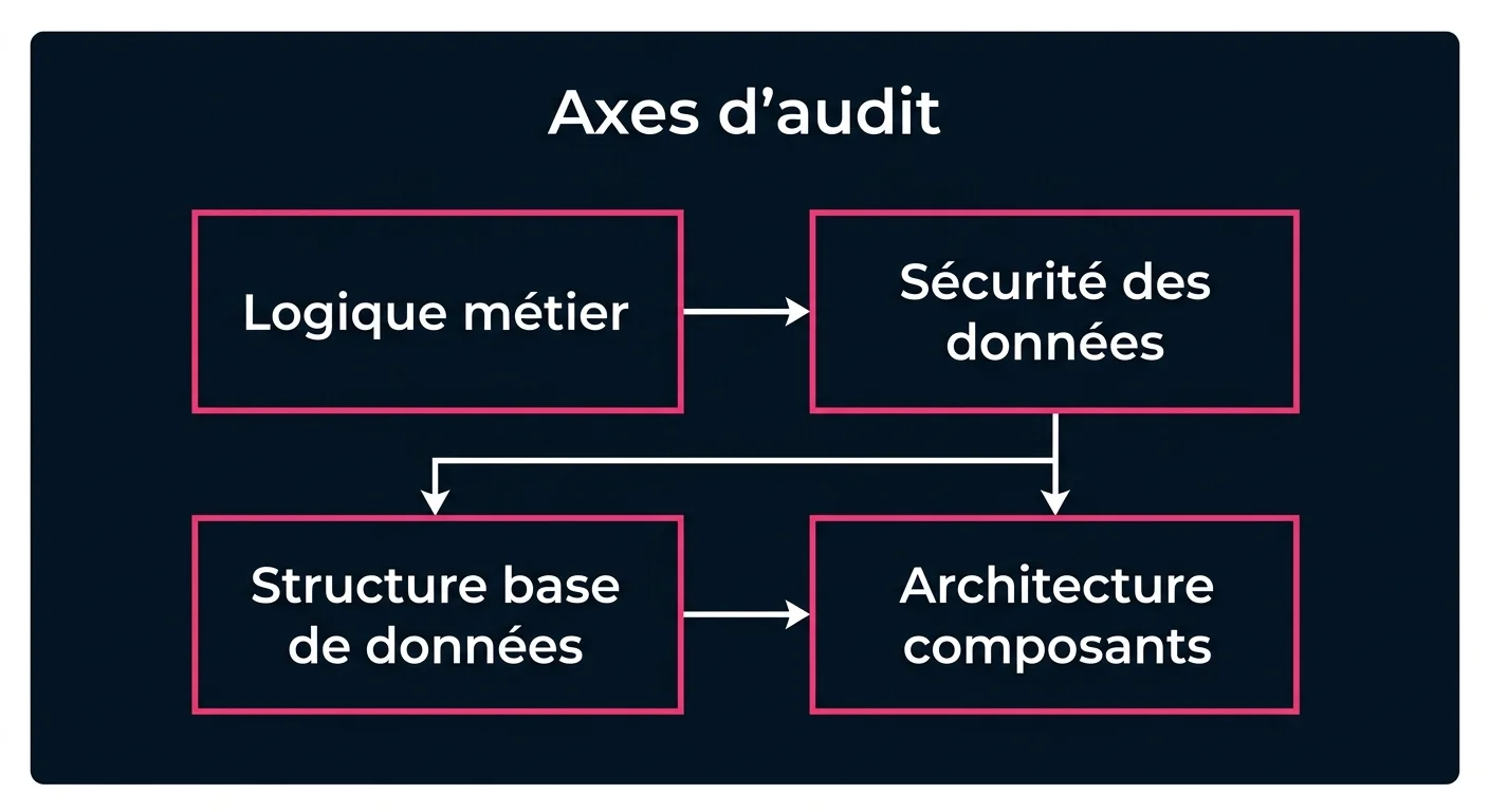 Schéma d'audit d'un projet Lovable ou Bolt