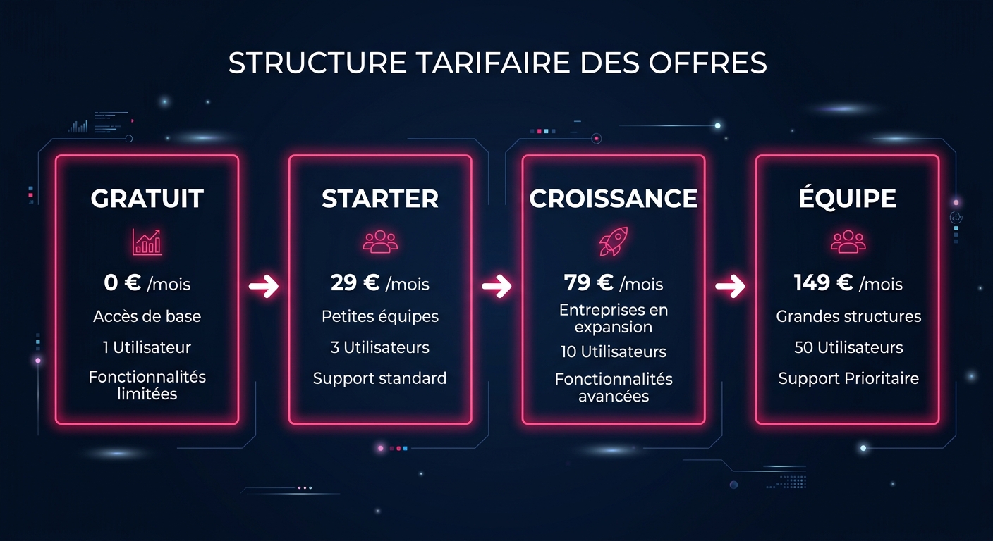 Comparaison des plans Bubble : Free, Starter, Growth et Team