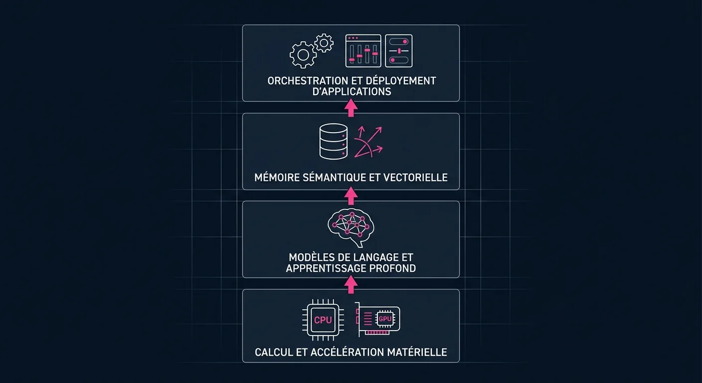 Les 4 couches d'une infrastructure IA en entreprise : compute, modèles, RAG, orchestration