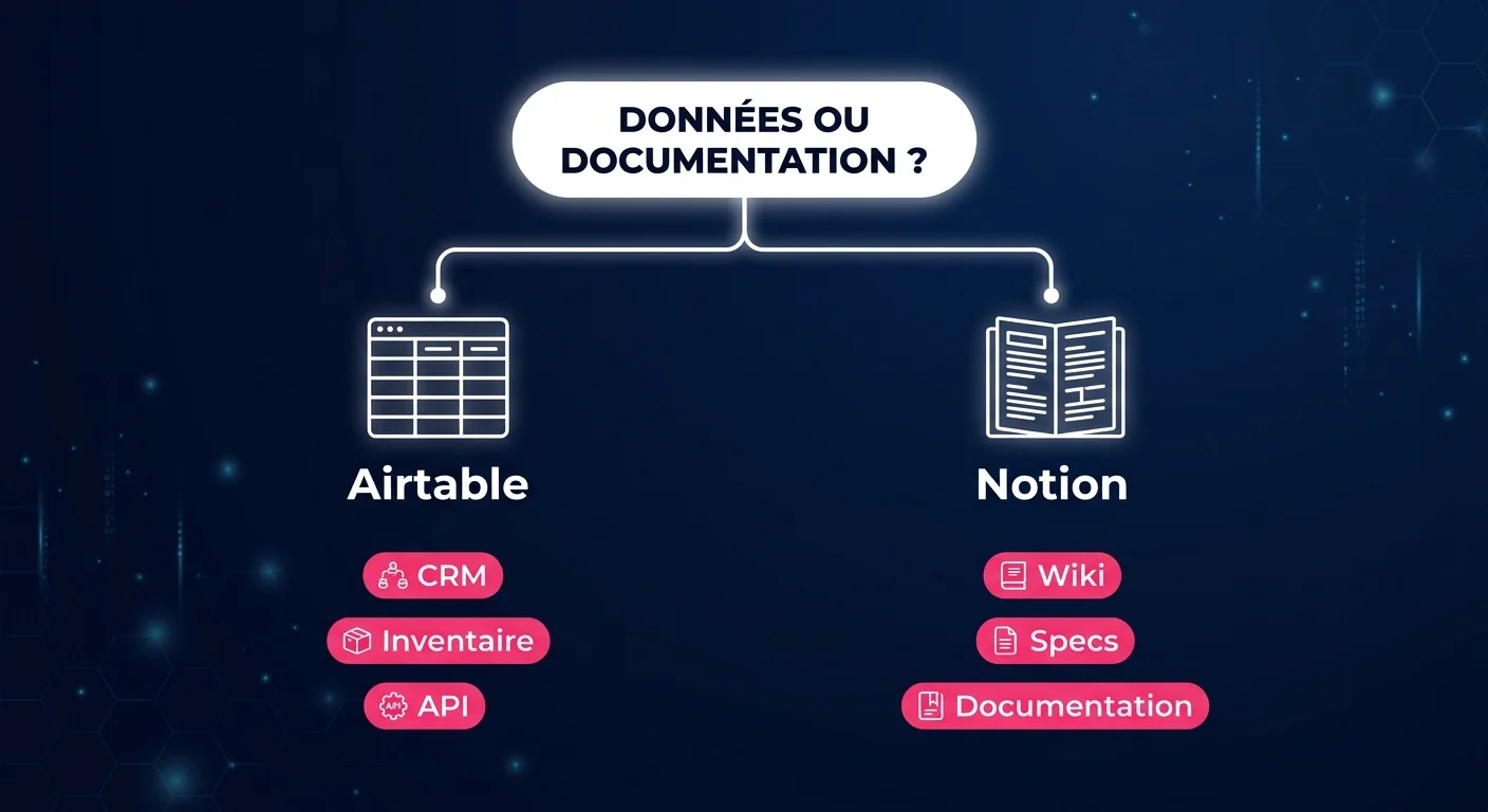 Arbre de décision Airtable vs Notion : données structurées ou documentation ?