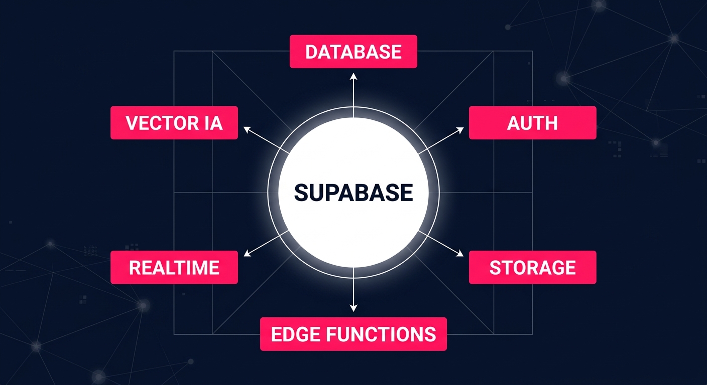 Les 6 modules de Supabase : Database, Auth, Storage, Edge Functions, Realtime, Vector