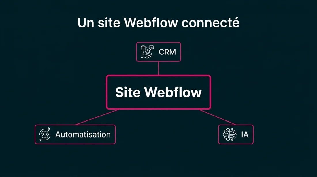 Un site Webflow connecté à un CRM, aux automatisations et à l'IA