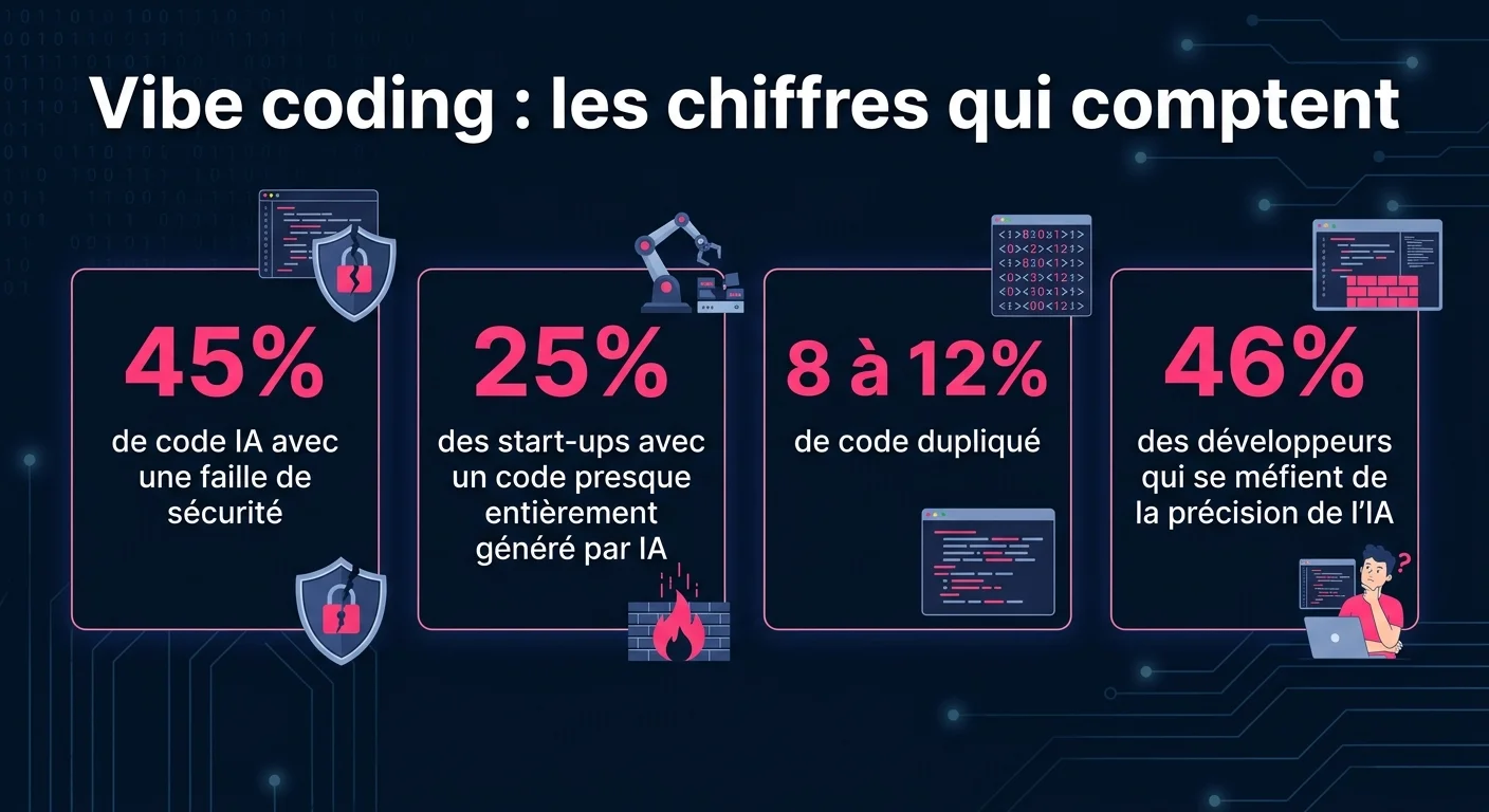Chiffres clés du vibe coding : failles de sécurité, code dupliqué et confiance des développeurs