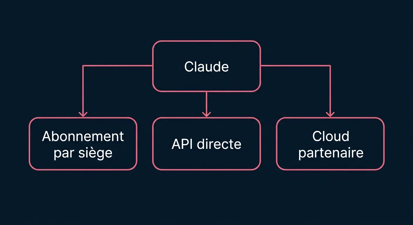 Les trois portes d'entrée vers Claude en entreprise : abonnement par siège, API directe, cloud partenaire