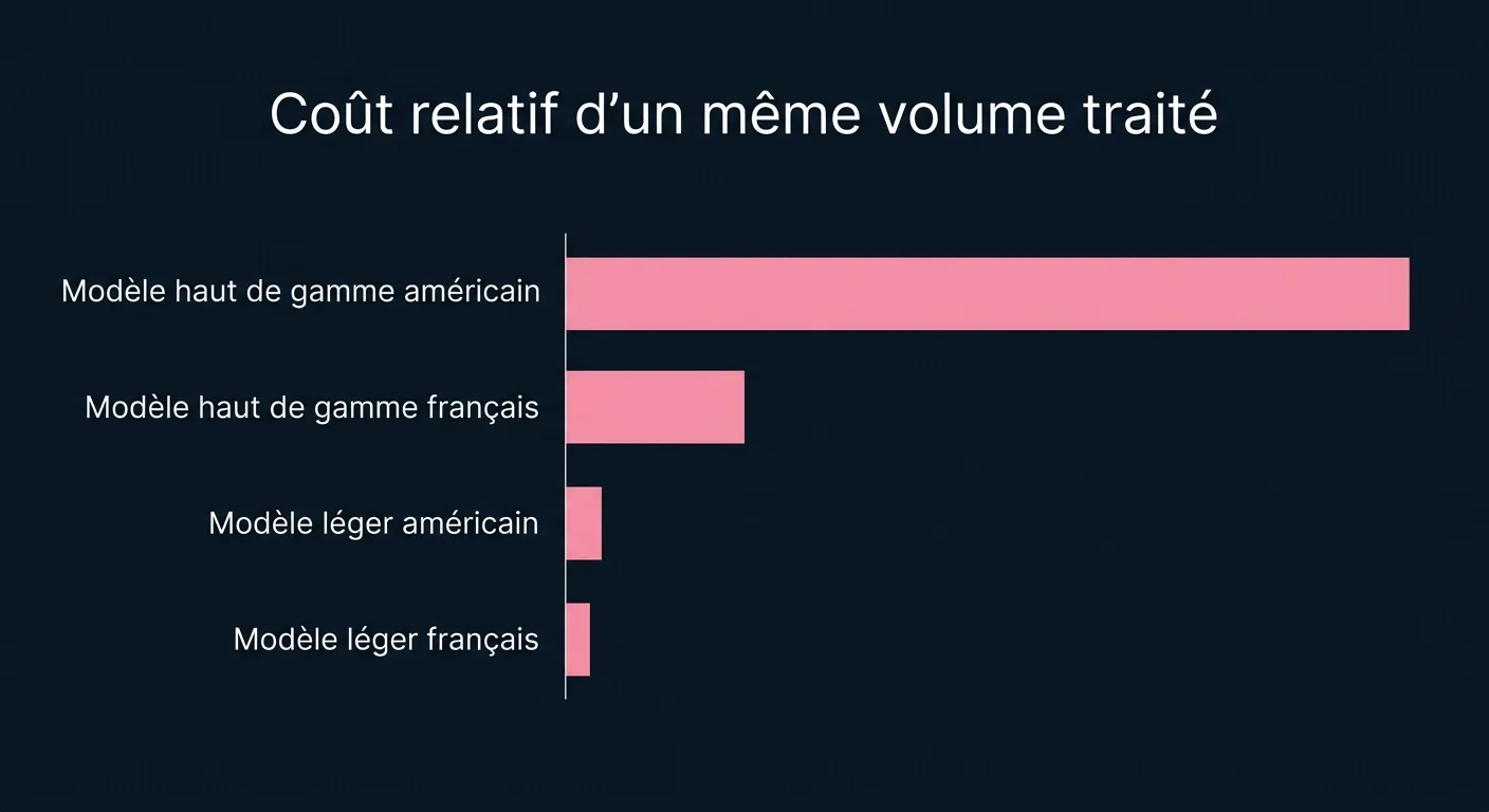 Comparaison du coût relatif de quatre modèles pour un même volume de traitement